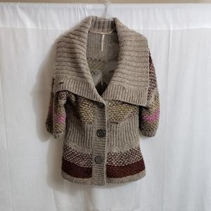 Free People Chunky Knit Short Sleeve Wool Sweater